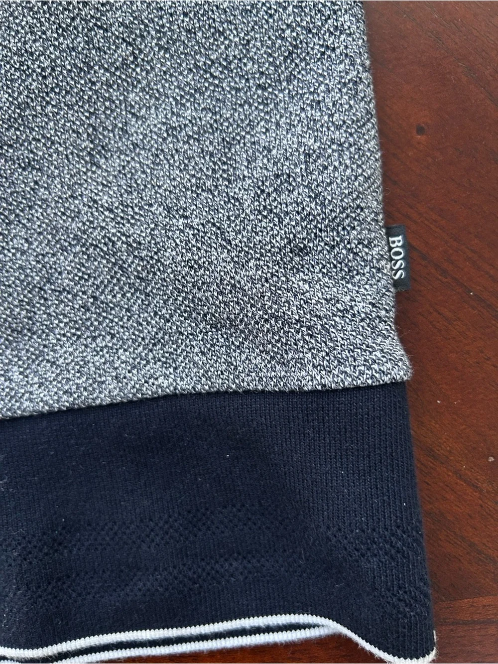 Hugo Boss Men's Grey Crewneck Sweater with Contrast Navy Trim size XXL SLIM FIT